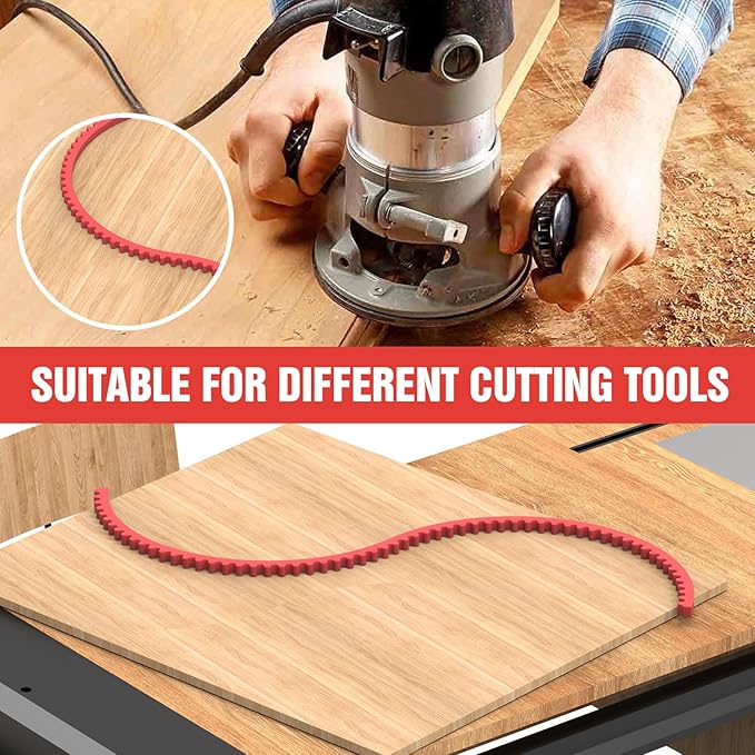 Pisman Router Edge Guide & Template Kit - 39" Plastic Woodworking Profiling Strip for Precision Trimming | Fits Bosch/Dewalt/Makita Routers | DIY Furniture, Cabinet & Table Edge Molding (Red)