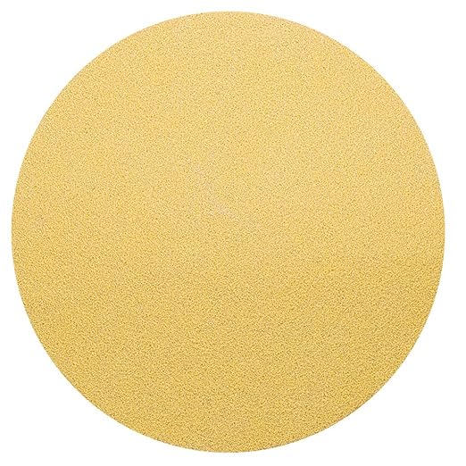 Benchmark Abrasives 5 Inch Sanding Discs Hook and Loop, Aluminum Oxide Stearated Gold No Holes Adhesive Sandpaper for Surface Blending, Automotive - Orbital Sander Sandpaper (50 Discs), 180 Grit
