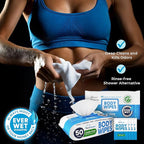 Dura Cleanse Body Wipes for Adults Bathing No Rinse (2 Pack) 100 XL Shower Wipes + 8 Travel Bath Sheets - 9" x 12" Extra Thick Adult Disposable Washcloths for Elderly Incontinence & Camping Essentials