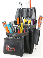 Daisy Leather PRO DL-101 Oil tanned Premium 25 pockets Heavy duty Tool Belt, Carpenter belt Pouch for Construction, Carpenter, Craftsman and Electricians workers, Black, X-Large