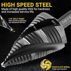 Four Spiral Flute Step Drill Bit, HSS Step Drill Bit 3/16"-1-3/8" (19 Steps) Unibit Step Drill Bit, 1/4" Shank Step Bits for Aluminum, Wood, Plastic, Metal