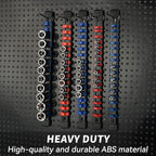 Socket Organizer Drive ABS Tools - Red Socket Holder, Premium Quality 9 Pieces Socket Holders Kit 1/4-Inch x 48 Clips, 3/8-Inch x 45 Clips, 1/2-Inch x 36 Clips
