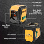 PREXISO Laser Level with Tripod, 65Ft Self Leveling Cross Line Laser Level, Green Line leveler Tool for Hanging Pictures, Home Renovation with LED Indicator & 2 AA Batteries (31-1/2 inch Tripod)