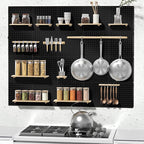 Peg Board, 4 Pack Metal Pegboard Kit,Black Pegboard Wall Organizer with 32 Pcs Hooks, Peg Board for Walls Home, Garage Tool Storage, Office Organization, Kitchen, Craft Room