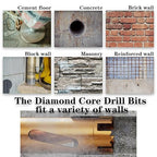 2" Dry Core Drill Bits for Cured Concrete with Rebar Brick Blonck Masonry etc 12.2in/310mm Drilling Depth，10mm Diamond Segment Height，2 Adapters