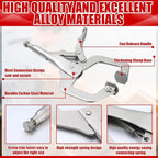 Yexiya 10 Pcs Locking C Clamp, Locking Pliers Adjustable Welding Clamp with Regular Tip and Swivel Pad for Shop Home Farm and Auto Workshop Woodworking, Cabinetry, Repair (11 Inch)