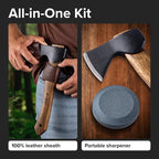 X-bet MAGNET 12" Hand-Forged Hatchet with Sheath and Sharpener - Camping Axe, Bushcraft and Survival Hatchet Spring Steel Blade - Small Axe Perfect for Wood Carving, Cutting, Splitting and Gardening