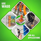 WAGO 221 Series 90pc Compact Splicing Wire Connectors | Includes (25x 221-2401), (25x 221-412), (25x 221-413), (15x 221-415) | WAGO Wire Connectors | 221 Straight Inline Splice | Electrical Lever Nuts