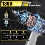 231C 1/2-inch-Drive Air Impact Wrench - 300 ft-lbs High Torque, Lightweight Industrial 231c Impact Tool (5 forward and reverse gears) for Automotive & Heavy Machinery - with Ergonomic Grip
