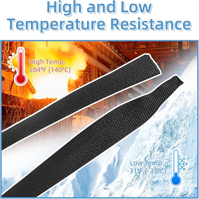 2 in 1 Heat Shrink Braided Sleeving, 3/8 Inch Shrinkable Fabric Sleeve Heat Shrink Insulating Tubing for Hose/Cable/Wire Protection (3/8"(10mm), 30FT)