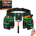 Magnetic Tool Belt for Men, 26 Pockets Heavy Duty Tool Pouch, Magnet Holster Nail Utility Toolbelt Detachable Adjustable Waist Holder for Handyman Contractor Mechanic Plumber Roofer Dad Gift -Green