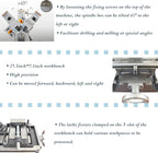 Mini Drilling and Milling Lathe Machine Benchtop for Metal Wood Working with Metric Scale Adjustable Speed MT3 Spindle Taper Emergency Stop Switch 1100W