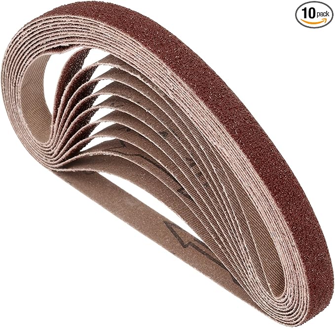10 Pcs Sanding Belts 3/8 x 13 Inch 40 Grit Aluminum Oxide Abrasive Sandpaper for Belt Sander Metal Grinding Wood Working Weld Rust Removal