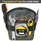 Tool Pouch Nails Screws Bag with Belt Clip (XL, Green)