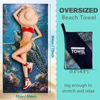 Sea Turtle Beach Towel Oversized 36" x 72", Thin Lightweight Sand Free Quick Dry Microfiber Towel for Swimming Pool Cruise Camping Travel
