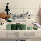 Cadence Travel Containers - Full Skincare Set - Magnetic Containers with Lids,Carry On Travel Essentials For Women/Men - 2 Small (0.56oz), 4 Medium Capsules (1.32oz), & Extender (1.43oz) - Evergreen
