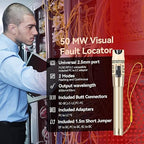 VFLVisual Fault Locator Kit 50mw,Fiber Optic Cable Tester Tool Kit,Fiber Red Light Pen Tester with 2.5mm Universal Connector 2pcs FC-LC Adapter & 1pc LC, SC, FC Coupler & 3 1.5m Patch Cords