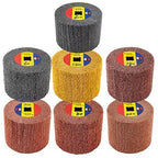 7 Pack Non Woven Wire Abrasive Drawing Polishing Burnishing Wheel Flap Brush 120mm x 100mm for Surface Treatment Stainless Steel, Aluminum, Copper, Metal, Grit: 60# 80# 120# 180# 240# 320# 600#