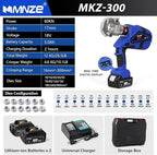 Electric Hydraulic Cable Lug Crimper Pliers Rechargeable Crimping Tool 6 Ton Electrical Terminal Cable Wire Fiber Crimper Kit with 11 Dies (MZ-MKZ-300)