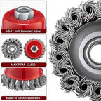 Tandefio 24 Pcs Wire Wheel Cup Brush with 5/8"-11 Threaded Arbor for 4 1/2 Angle Grinder Twisted Knotted Grinder Abrasive Wire Brushes for Heavy Cleaning Rust Removal