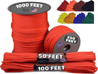 BORED? PARACORD! 550 lb Paracord - Ideal for Crafting, Camping, DIY Projects, Active & Military Outdoors - Strong Survival Rope - Tactical Parachute Cord Type III - Neon Orange 50 Feet