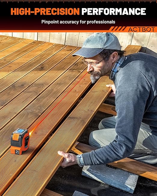 2-in-1 Digital Laser Tape Measure: 197ft & 16ft Professional Accurate Tape Measuring Tool, Ft/Ft+in/in/M, Pythagorean, Area, Volume Rechargeable Laser Measure for Construction DIY Woodworker