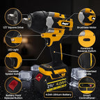 Cordless 1/2 Inch Impact Wrench,1000 N.m(740 Ft-lbs) Brushless High Torque Electric Impact Gun, 3300RPM Power Impact Driver, 2x 4.0AH Li-ion Battery,Charger & 6Pcs Sockets for Car Home DIY Furniture