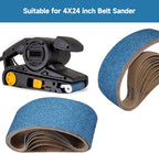10-Piece 4 x 24 Inch 40-400 Grit Zirconia Sanding Belts, Heavy Duty Long-lasting Sanding Bands for Belt Sander, Rust Paint Removal, Wood Metal Grinding and Finishing