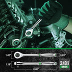 SK 3/8" Drive Ratchet Handle, 160-Position 2 Pawl Ratchet, Premium CR-V Construction, with Contoured Handle