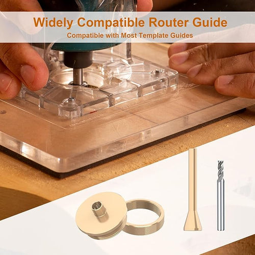 1/4"(6.35mm) Solid Brass Routing Guide Bushing for Router Templates, Alignment Pin, HSS End Mill Bit 15/64"(6mm) Shank, Perfect for 1/4" Mill Routing Bushing Template Use