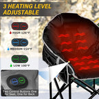 Oversized Heated Camping Chair, 3 Heat Levels Portable Heated Folding Chairs with 20,000mAh Power Bank, Camping Heated Chair for Adults Supports 440 lbs, Heavy Lawn Chair for Camping/Patio