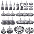 Rocaris 28 Pack Wire Wheel Brush, Carbon Steel & Twist Knot Cup Brush, Wheel Brush, Pen Brush Set with 1/4-Inch Round Shank for Rust Removal, Corrosion and Scrub Surfaces, Grey