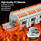 5Pcs DIN Terminal Blocks, 5 Conductor Compact Wire Conductor Splicing Connectors, KV223 Lever Wire Connectors for AWG 28-12, 600V 32A
