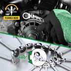 SK Flex-Head Ratcheting Wrench Set, Combination Wrench Set, 25-Piece, SAE 1/4" to 1", Metric 8 to 19mm, 72-Tooth, Premium CR-V Construction, with Rack Organizer