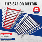 WORKPRO 2-Pack Magnetic Wrench Organizer, 12-Piece Wrench Holder Set for Tool Box Drawer, Wrench Rack Tool Trays SAE(1/4" - 15/16") and Metric(6mm-24mm)