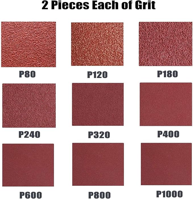 1x30 Inch Sanding Belts, 1 x 30 Aluminum Oxide Sanding Belt Assortment for Belt Sander, 2 Each of 80 120 180 240 320 400 600 800 1000 Grit,18 Pack (1x30in)