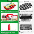 Battery Organizer Storage Holder Box Case with Tester, Ultra-Large 280+ Batteries Double-Sided Variety Pack,Holds AA AAA 4A C D Cell 9V 3V Lithium18650 LR44 CR2 CR123 CR1632 - Red