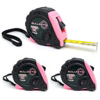 Bullseye Tape Measure 12 Foot 3-Pack | Pink | Small, Retractable Measuring Tapes with Pause Buttons | Easy-to-Read Standard and Metric Measurements for Adults and Kids | Inches and Centimeters