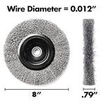 8 Inch Stainless Steel Wire Wheel for Bench Grinder with 1/2-Inch and 5/8-Inch Arbor, 012" Stainless Steel Wire