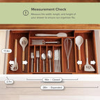 Premium Silverware, Flatware and Utensil Organizer for Kitchen Drawers, Food-Safe Contract Grade, Expandable from 16 to 28 In, Natural Acacia