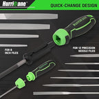Hurricane 21 PCS Interchangeable Metal File Set,8 inch File Tool Set Include Flat/Triangle/Half-Round/Round Large Files & 12 Needle Files with Universal Quick Change Handles and Carrying Bag