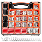Kuject 220PCS Tinned Copper Wire Lugs Kit AWG 1 2 4 6 8 1/0 2/0 Gauge, Heavy Duty Battery Cable Lug Ends, Ring Terminal Connectors Assortment with 110PCS 3:1 Heat Shrink Tubing