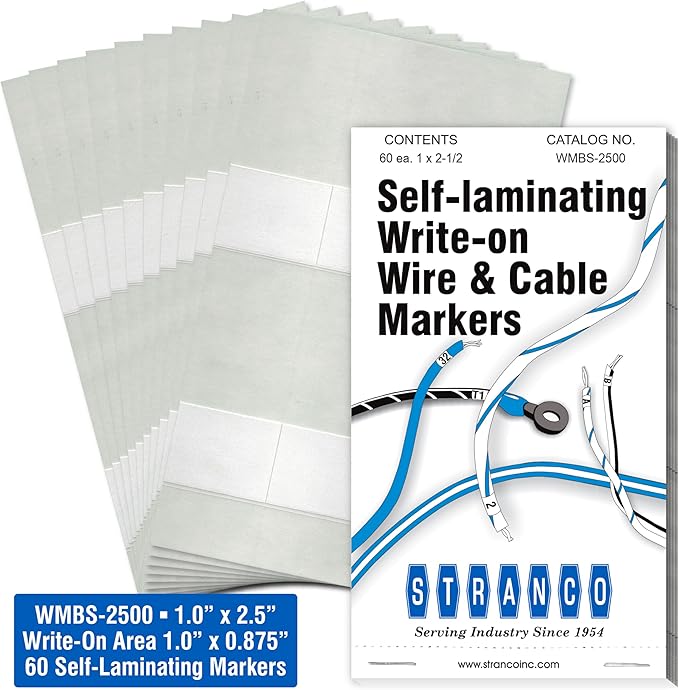 Premium Wire Marker Book for Cable Management, Vinyl-Coated, High-Tack Adhesive, Electric Panel Wire Label Stickers - 10 Pages, 1 Book, Blank Self-Laminating Write on Labels (Pack of 1)