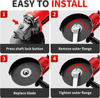 Cordless Angle Grinder 4-1/2 inch, Power Angle Grinder with 2x4.0Ah Battery, 10000 RPM Brushless Metal Grinder with Cutting Wheels, Electric Grinder Tool for Wood Metal Cutting & Grinding