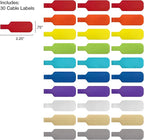 Wrap-It Storage - Cable Labels, Medium, Multi-Color (30-Pack) Write On Cord Tags for Wire Management and Identification