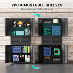 Metal Storage Cabinet with Drawer and Locks,Black Garage Storage Cabinet with Locking Doors and Adjustable Shelves,71" Tall Large Metal Cabinets with Magnetic Door for Home,Office,Garage