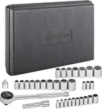 CARBYNE 1/4" & 3/8" Drive Socket & Ratchet Set - 34 Piece | SAE & Metric. Includes Metric 6 to 18mm, SAE 5/32" to 3/4". 6 & 12 Point. Cr-V Steel • From a Family-Run Tool Company Based in the U.S.A.
