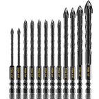 TITGGI 12PCS Masonry Drill Bit Set - Professional Concrete Drill Bits for Glass/Brick/Cement/Tile/Etc, Industrial Strength Carbide Cross Drill Bit Tips, 3/16"-1/2" by TITGGI