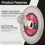 Diamond Tile Saw Blade - 4''(105mm) Cutting & Grinding Disc Wheel for Porcelain Ceramic Tile Marble Granite Artificial Stone with X Mesh Rim for Angle Grinder