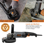 KSEIBI Concrete Angle Grinder Machine 5-Inch, Metal Grinding Tools 11.5Amps (1400 watt) with Safety Guard, Diamond Cup Wheel, Dust Shroud, and Carry Bag